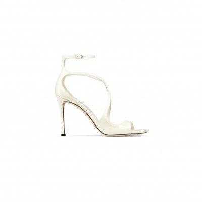 JIMMY CHOO AZIA 95 LATTE PATENT LEATHER SANDALS AZIA95PAT